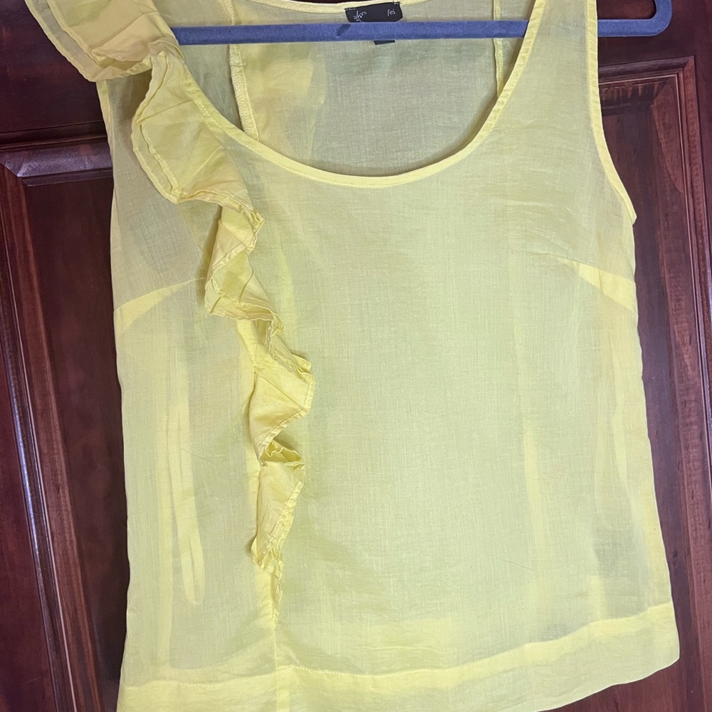 Anthropologie Yellow Ruffle Detail Tunic